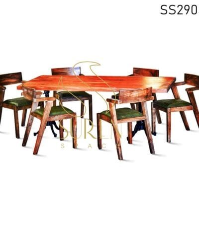 Solid Mango Wood Casting Table Six Seater Dining Set