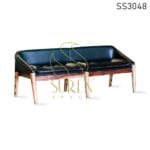 Solid Wood Black Leatherette Upholstered Bench