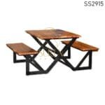 Solid Wood MS Park Theme Dining Table Bench Table