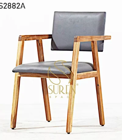 Solid Wood Natural Finish leatherette Seat Back Dining Chair