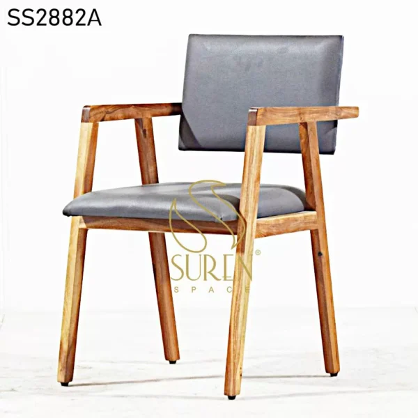 Solid Wood Natural Finish leatherette Seat Back Dining Chair