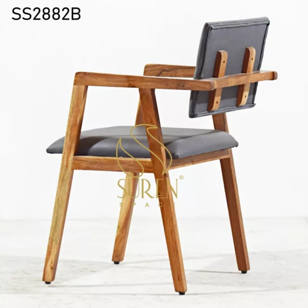 Solid Wood Natural Finish leatherette Seat Back Dining Chair