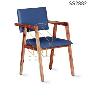 Solid Wood Natural Finish leatherette Seat Back Dining Chair