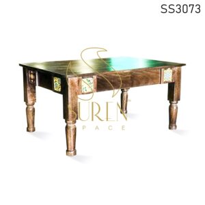 Solid Wood Tile Design Center Table
