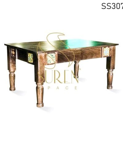 Solid Wood Tile Design Center Table