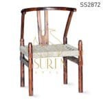 Carved Wood Rope Work Indian Style Chair