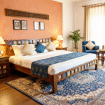 Colorful Tile Solid Wood Folding Bed