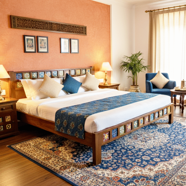 Colorful Tile Solid Wood Folding Bed