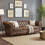 Tufted Chesterfield Genuine Leather Three Seater Sofa