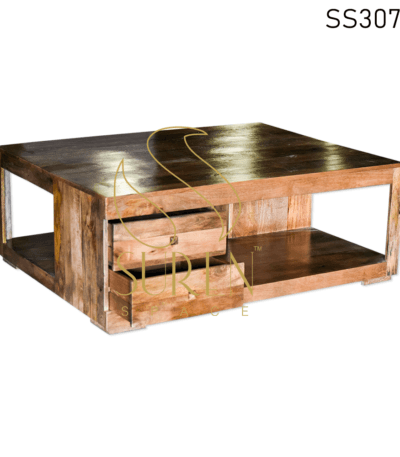 Two Drawer Mango Wood Indian Coffee Table