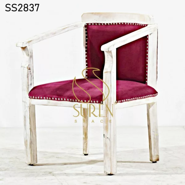 Velvet White Distress Solid Wood Dining Chair