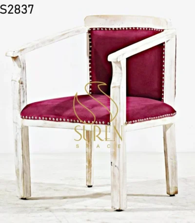 Velvet White Distress Solid Wood Dining Chair