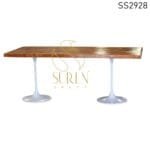 White Finish Casting Acacia Top Folding Dining Table