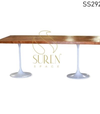 White Finish Casting Acacia Top Folding Dining Table