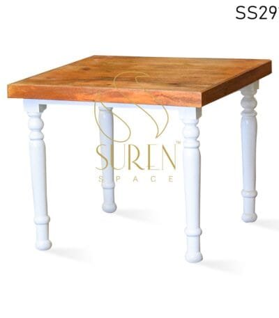 White Teak Finish Dual Tone Folding Mango Wood Dining Table