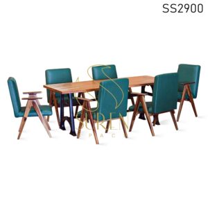 Wooden Leatherette Casting Table Dining Set