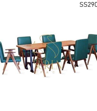 Wooden Leatherette Casting Table Dining Set