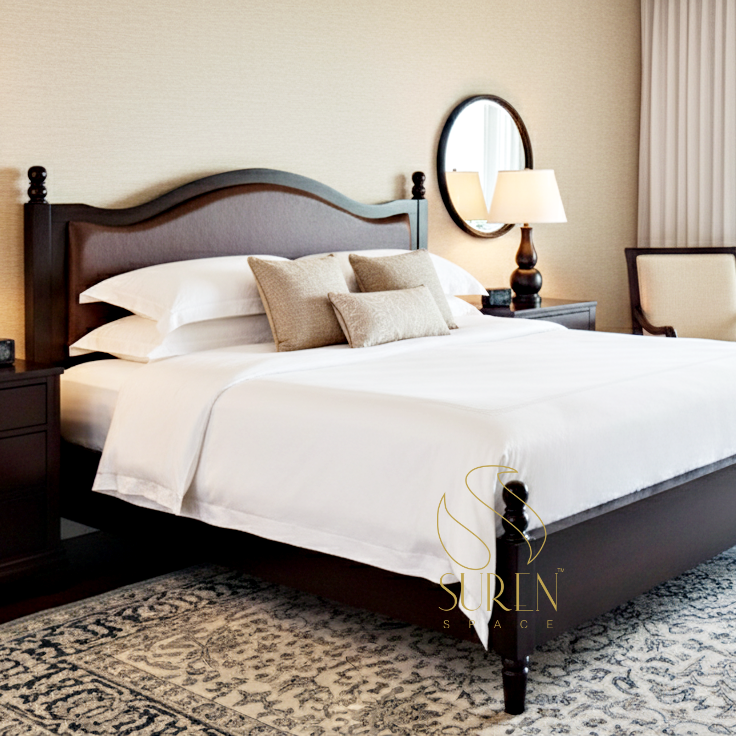 modern hotel furniture design Light Walnut Carved Panel Folding Bed - Image 1