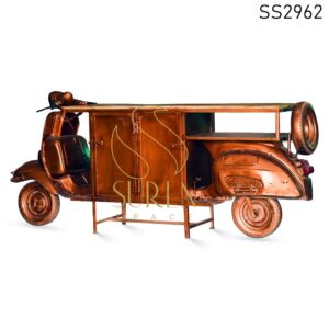 Home furniture Antique Copper Silver Storage Scooter Display Unit