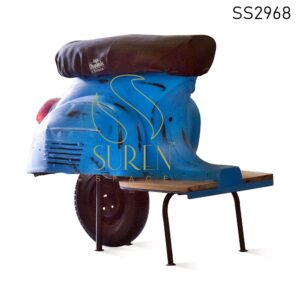 Blue Distress Scooter Design Stool