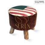 Flag Design Round Upholstered Stool Design