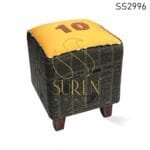 Newspaper Printed Duel Material Unique Pouf Design