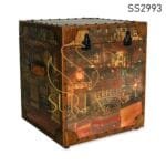 Printed Rustic Design Storage Box Stool