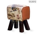 Printed Vintage Design Pouf Ottoman