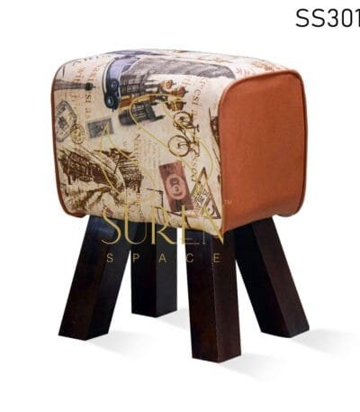 Printed Vintage Design Pouf Ottoman