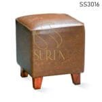 Square Shape Leatherette Upholstered Pouf Design