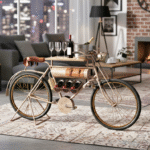 Rustic Silver Finish Moped Automobile Design Bar Unit