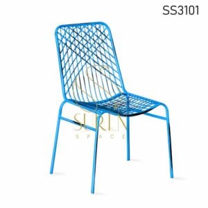 Distress Finish Metal Stackable Chair