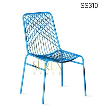 Distress Finish Metal Stackable Chair