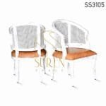 Natural Cane White Distress Solid Wood Fine Dine Chair