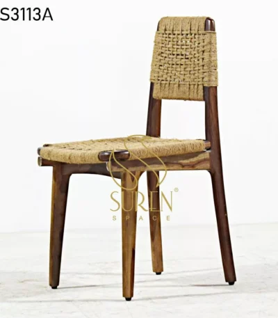 Rope Weaving Solid Wood Designer Chair