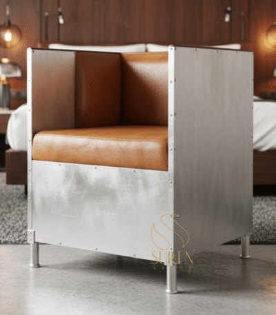 Aviator Single Seater Sofa with Light Tan Finish