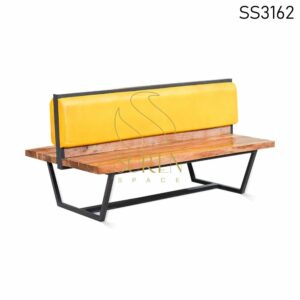 Leather Three Seater Solid Wood Metal Booth Bench Design
