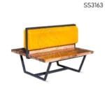 Leather Two Seater Solid Wood Metal Booth Bench Design