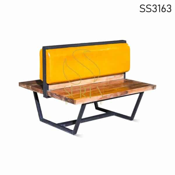 Leather Two Seater Solid Wood Metal Booth Bench Design