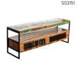 Reclaimed Wood Metal Drawer TV Cabinet