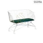 White Metal Bench with Leather Seat