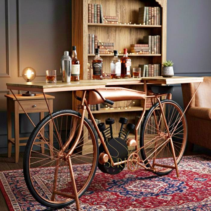 Automobile Indian Furniture Brass Antique Cycle Design Console Table - Image 1