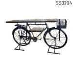 Black Finish Cycle Design Automobile Console Table