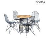 Black Metal Industrial Theme Round Dining Set