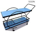 Blue Distress Industrial Serving Trolley
