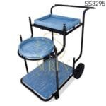 Blue Distress Industrial Trolley