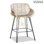 Cane Seating Metal Base Bar Chair
