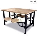 Cast Iron Pine Wood Folding Dining Table