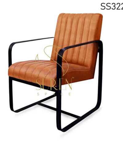 Genuine Leather Metal Frame Rest Chair