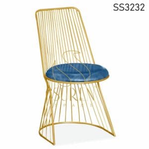 Gold Finish Leatherette Metal Chair